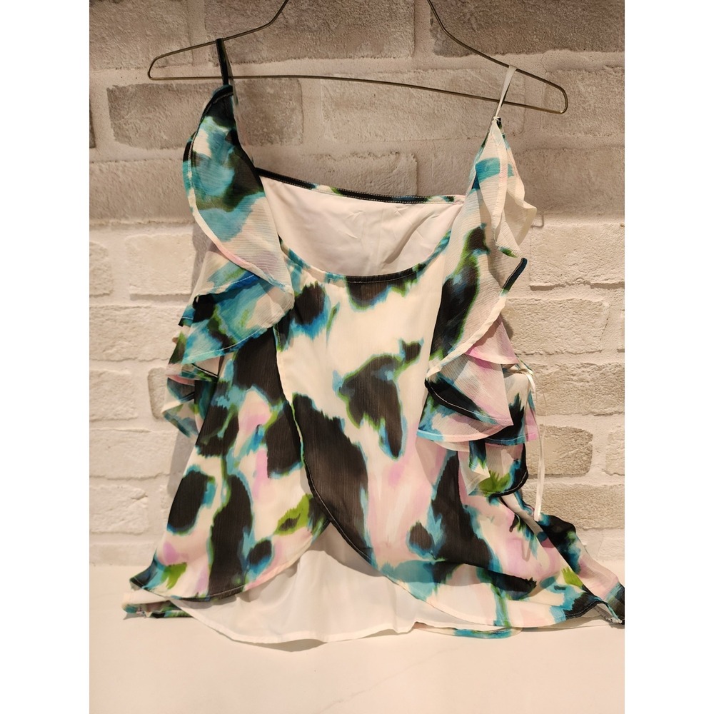 International Concepts Women's Ruffle-Trim Apron-Neck Tank XL Meera Abstract NWT - Picture 4 of 6